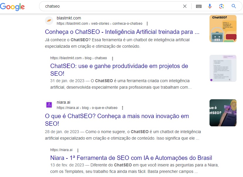 Exemplo de title tags na SERP