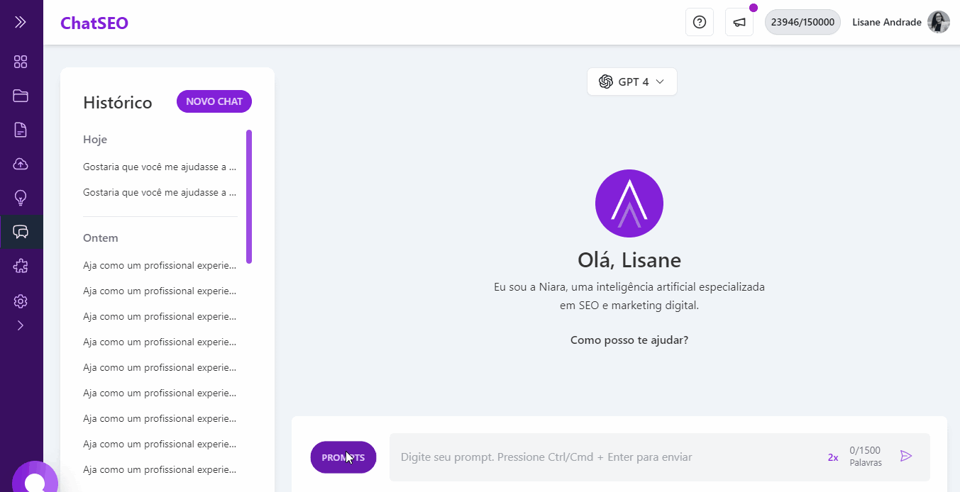 Novo ChatSEO da staging.niara.ai