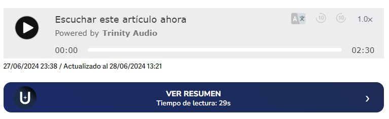 Exemplo de como prtal Clarin utiliza a IA oferecendo ao leitor novo formato de publicação, em áudio.