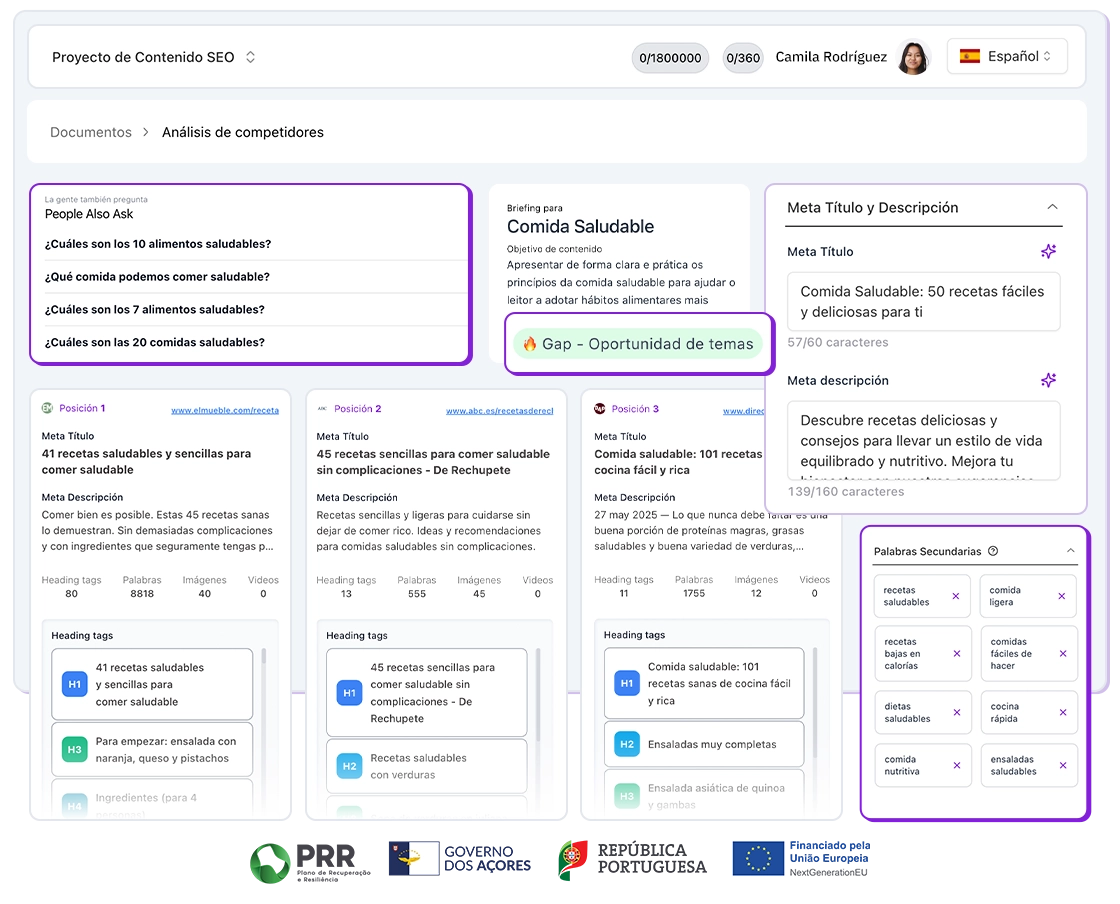 Resultado del flujo de contenido para la keyword comida saludable