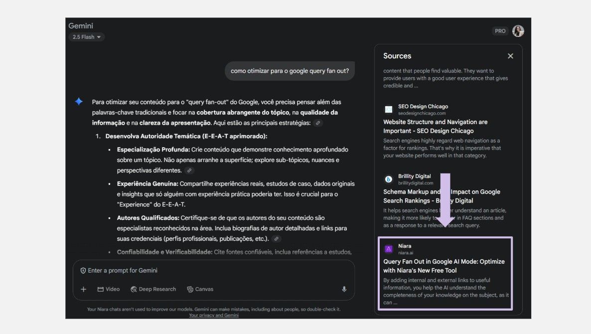 Menção da Niara no Gemini 