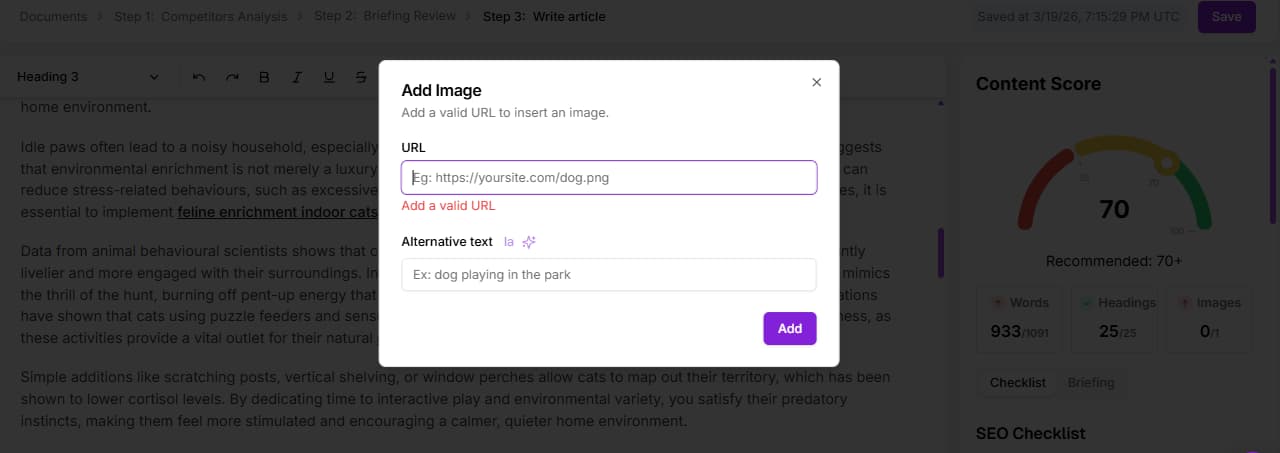 Add image option in Niara's Content Workflow