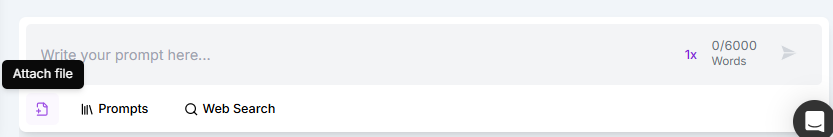 "Attach file" button in Niara's ChatSEO footer.
