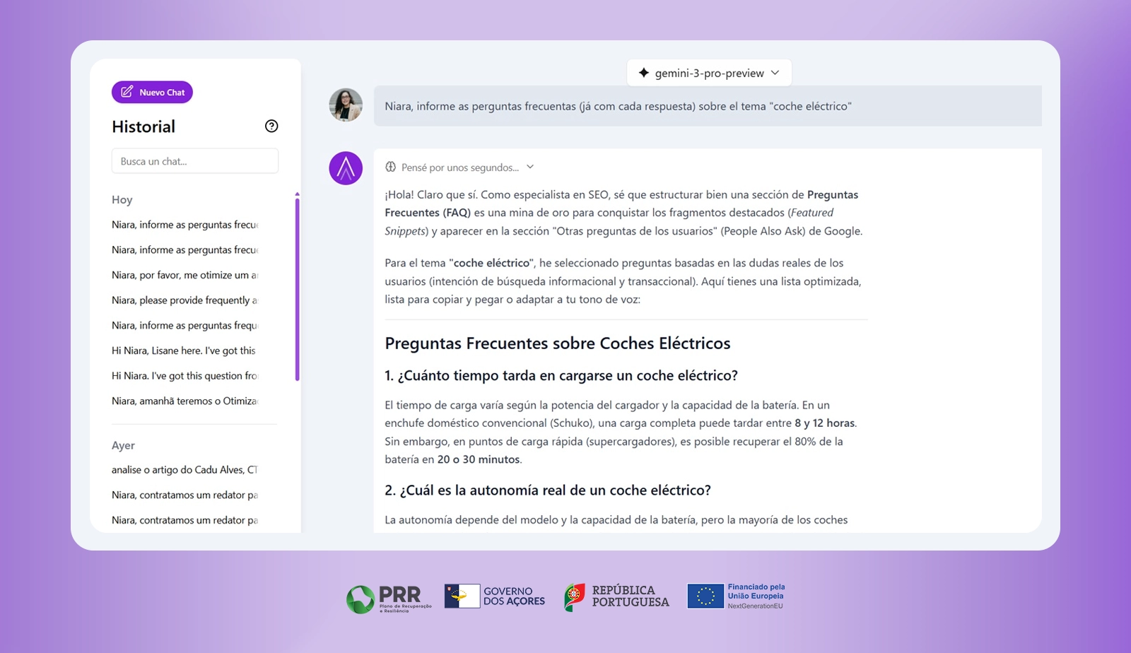 ChatSEO generando preguntas frecuentes