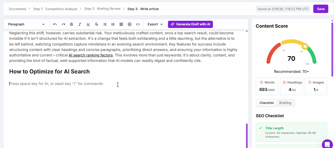 Niara's Content Generator in action