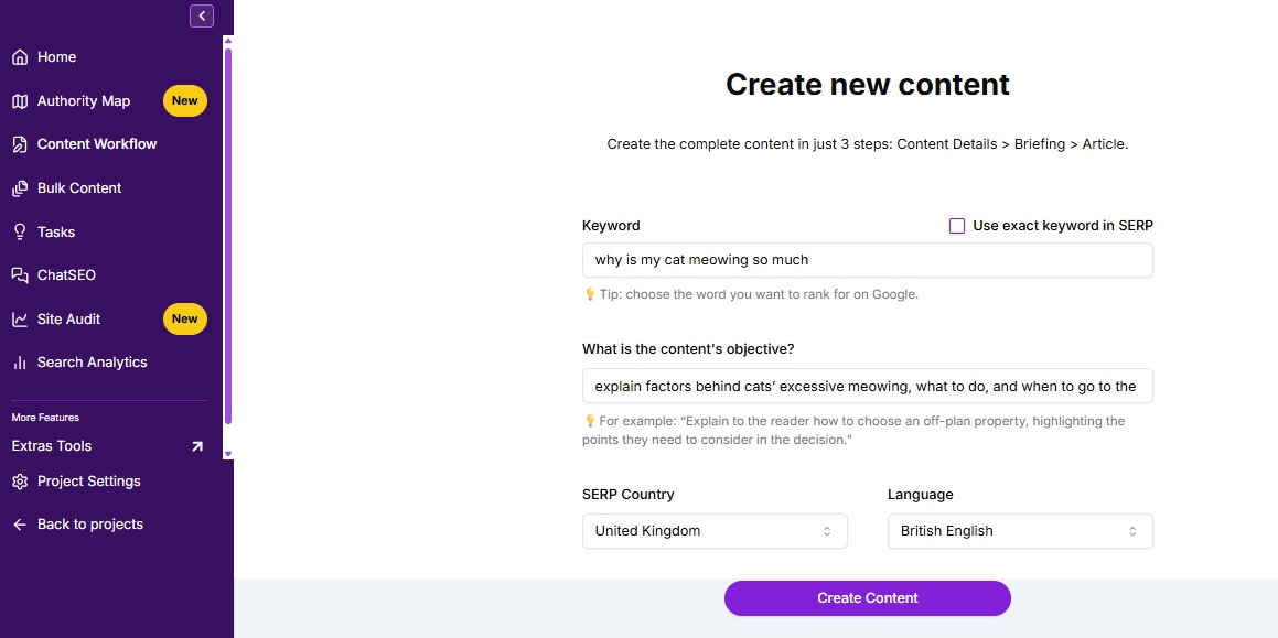Content Workflow homepage