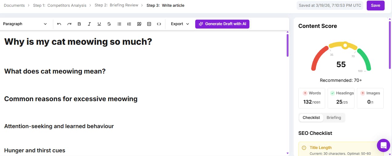 Content Workflow Panel
