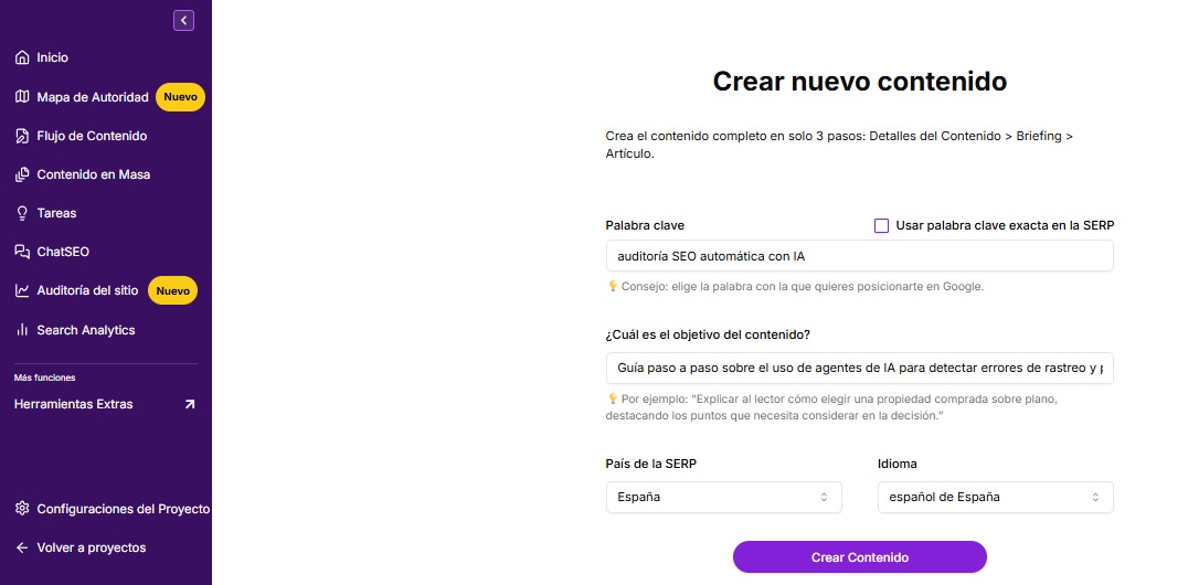 Crear nuevo contenido en Flujo de Contenido de Niara.