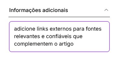 Campo de informações adicionais no Fluxo de Conteúdo da Niara.