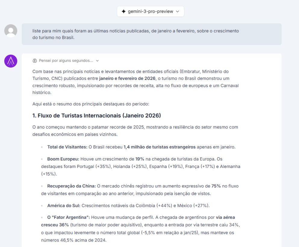 ChatSEO da Niara listando as últimas notícias solicitadas via Pesquisa na web.