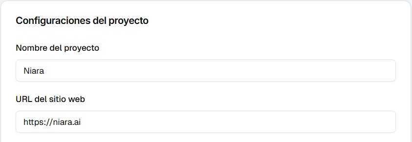 Configuraciones del Proyecto en Niara.